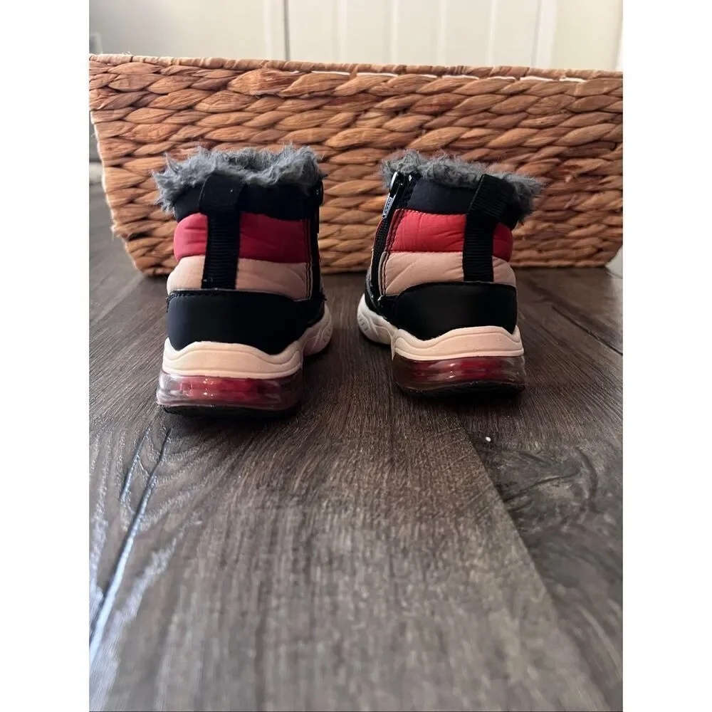 Zara Kids Toddler Lined Hi Top Sneakers  Black Orange Beige size 20/ size 5 US